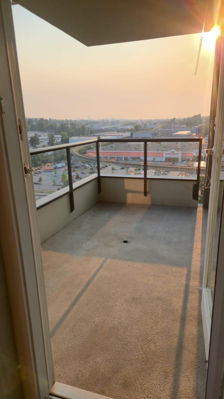 Swept and washed apartment balcony at sunset