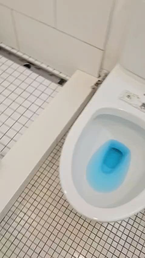 Toilet bowl being cleaned during a bathroom deep clean